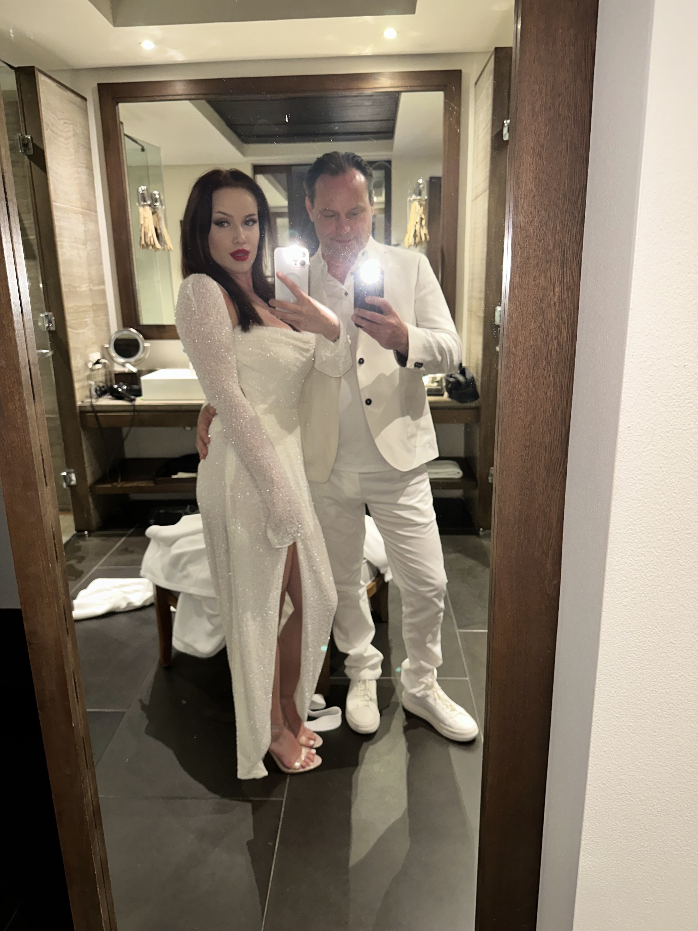James and Rosalyn dressed in white
